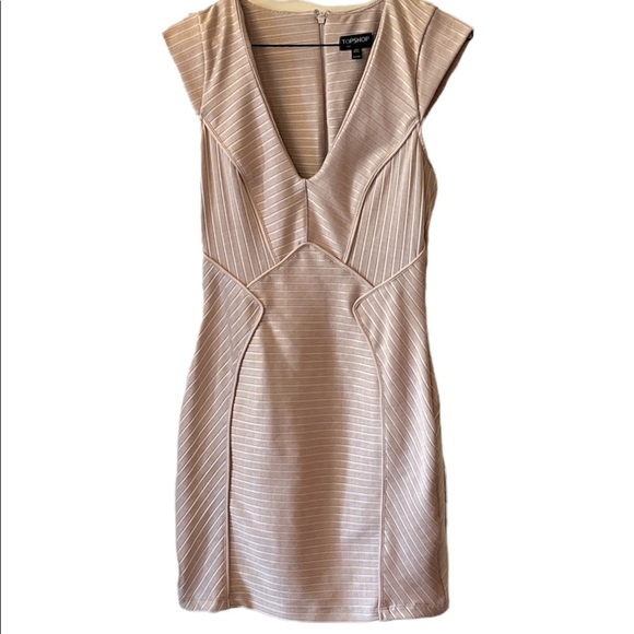 TOPSHOP Bandage Bodycon Form Fitting Nude Dress | Women’s 6 - Picture 1 of 14